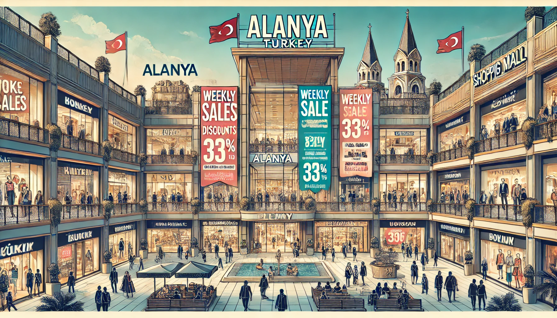 "Alanya’daki alışveriş merkezlerinde haftalık fırsatlar ve kampanyalarla dolu bir alışveriş deneyimi."