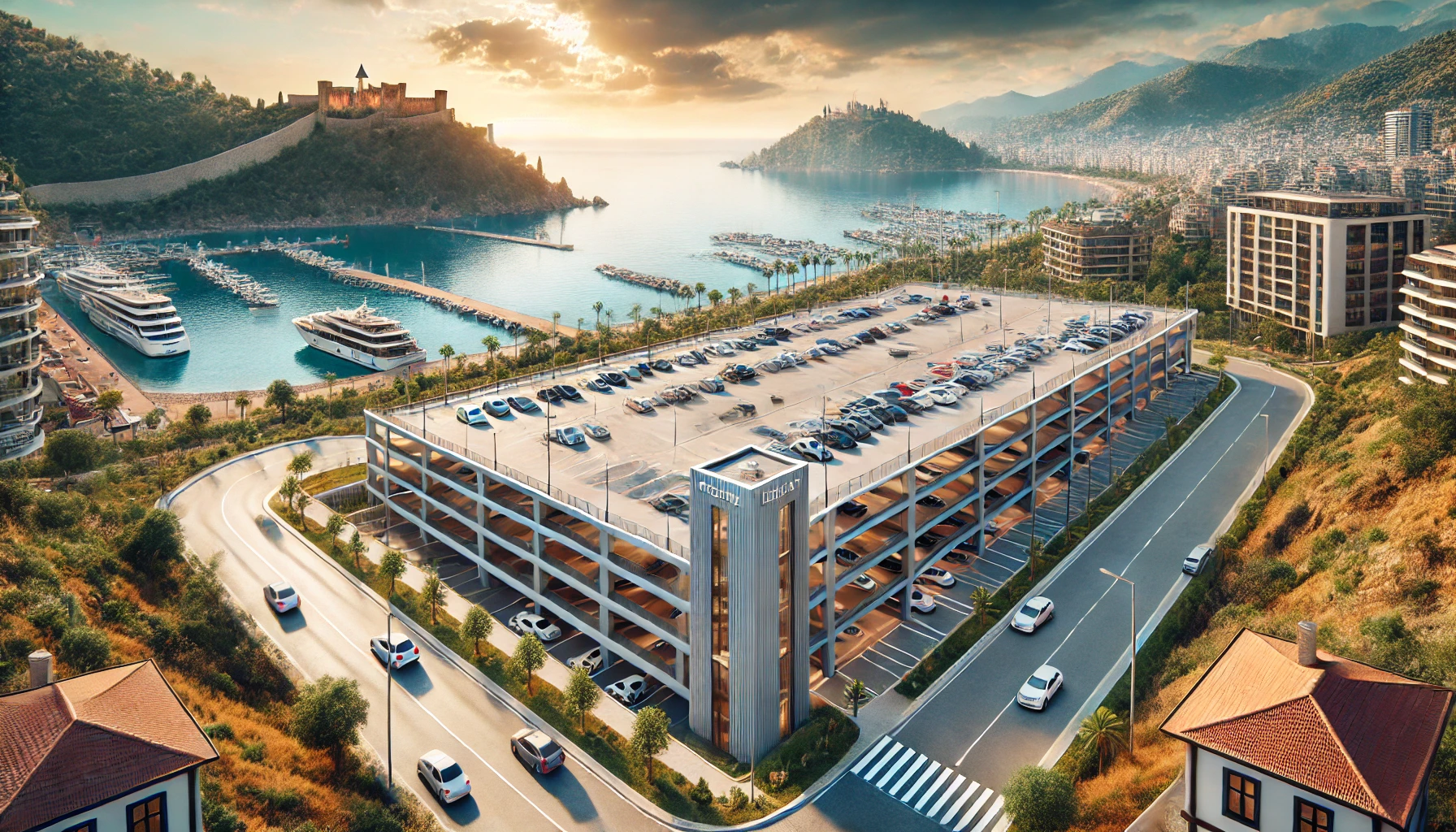 "Alanya’da araç sahipleri için geliştirilen yeni otopark projelerini gösteren bir tasarım.