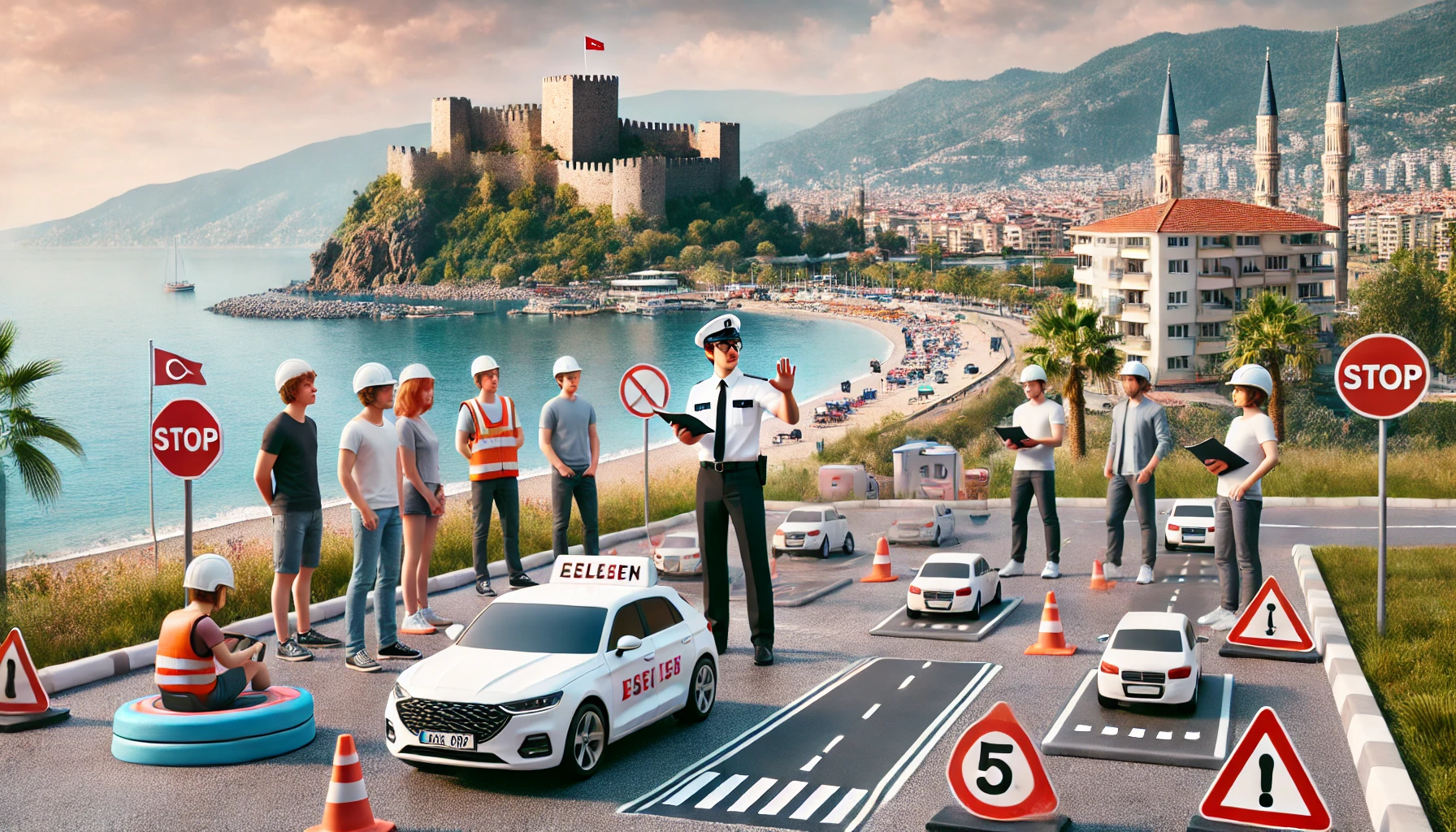 "Alanya’da araç sahiplerine yönelik düzenlenen trafik eğitimi programlarından bir sahne.