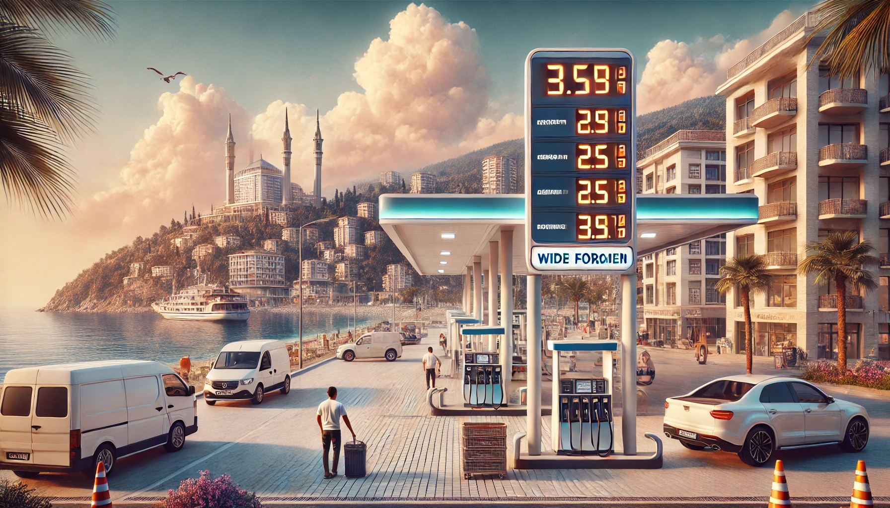 "Alanya’da en uygun akaryakıt sunan istasyonların bir görüntüsü."