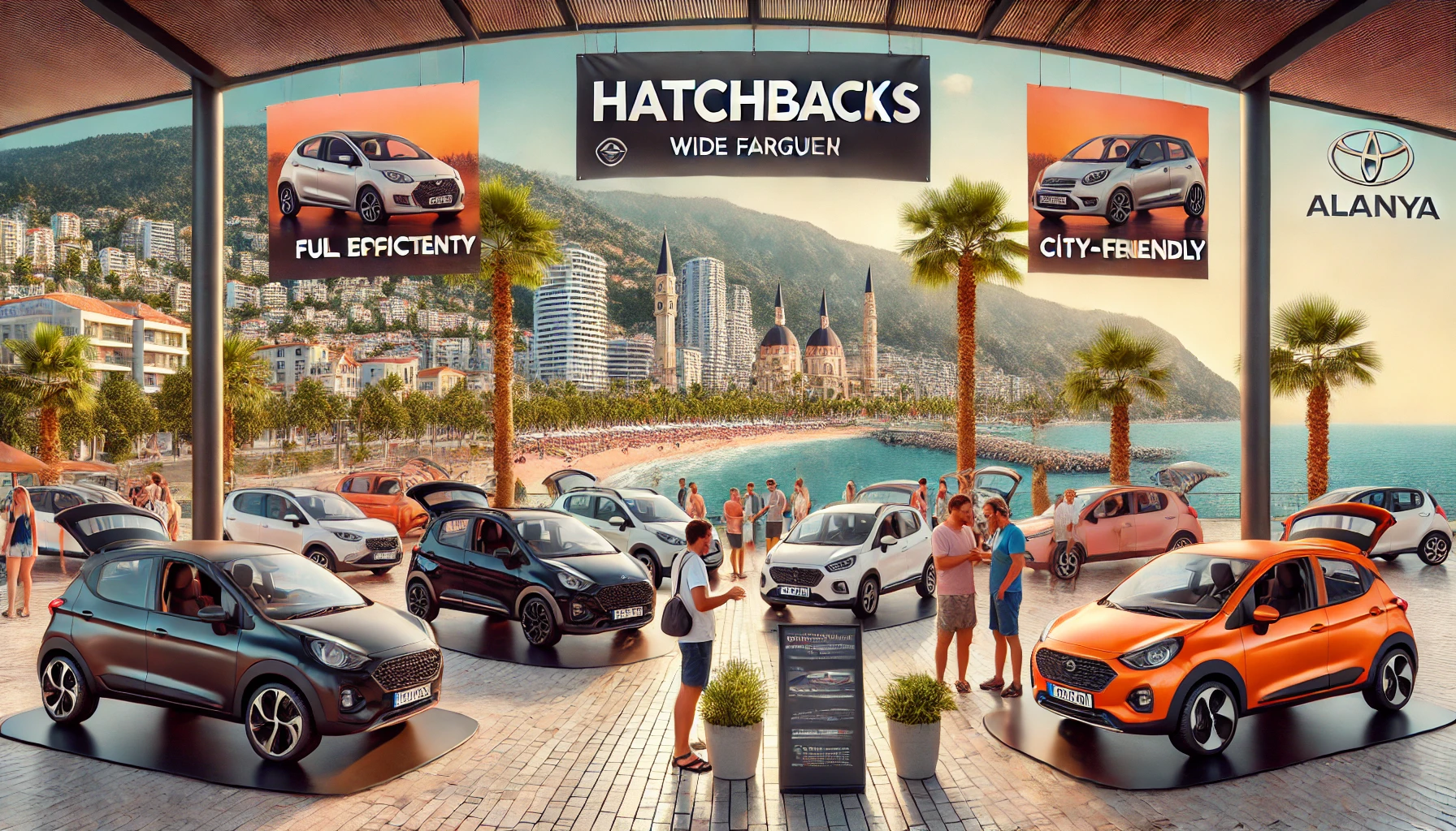 Alanya’da en çok tercih edilen hatchback modelleri gösteren bir galeri."