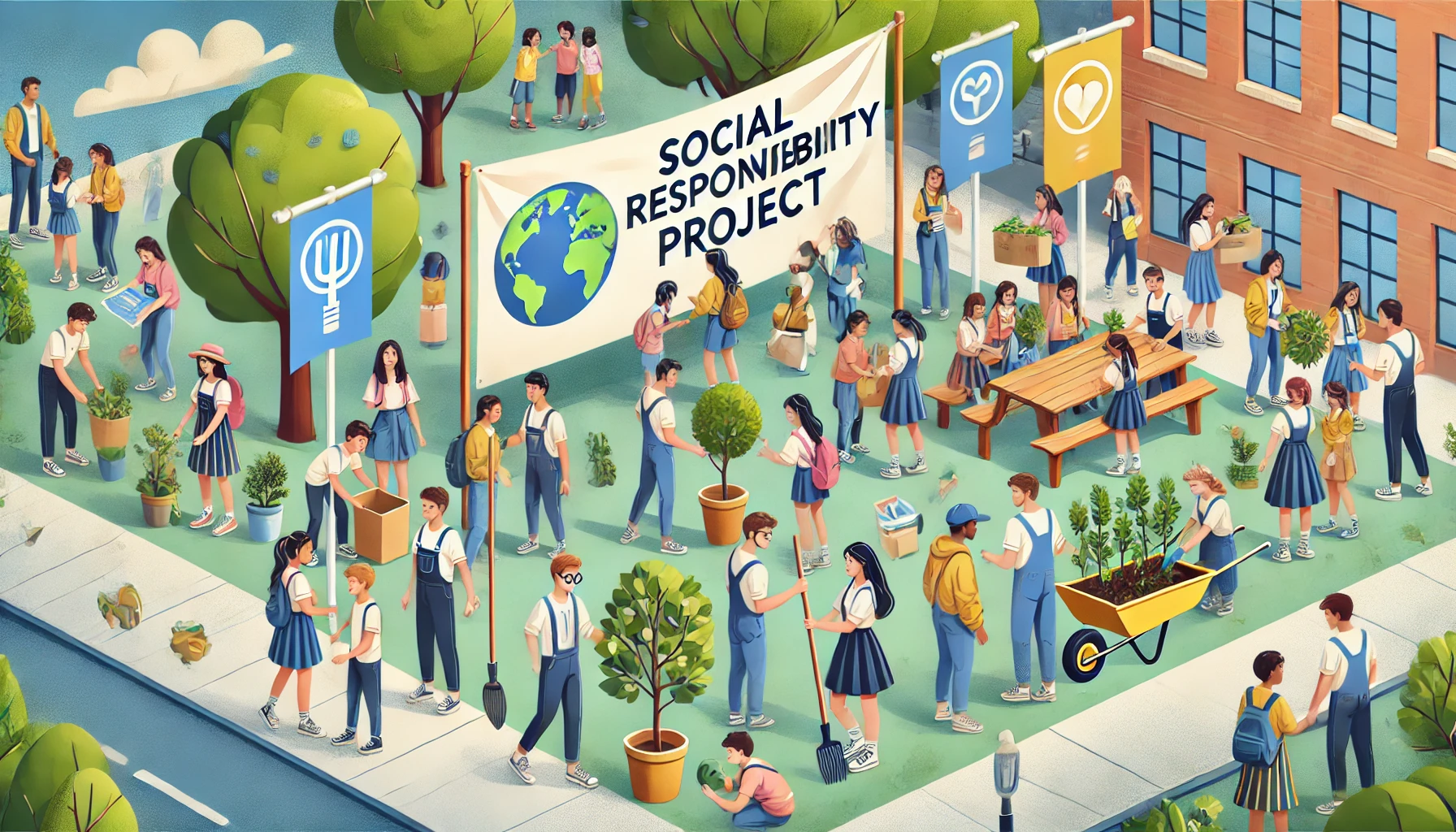 Eğitimde sosyal sorumluluk projelerine katılan öğrencilerin bir etkinlik sırasında çekilmiş fotoğrafı."