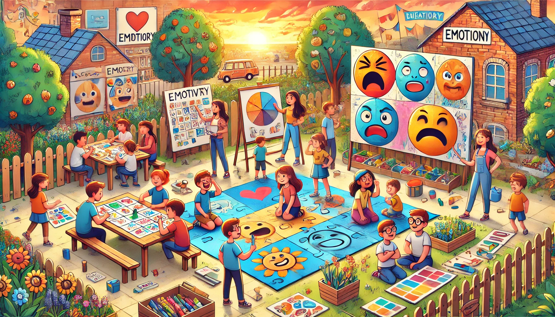 Okullarda çocukların duygusal zekasını geliştirmeye yönelik bir sınıf etkinliği."