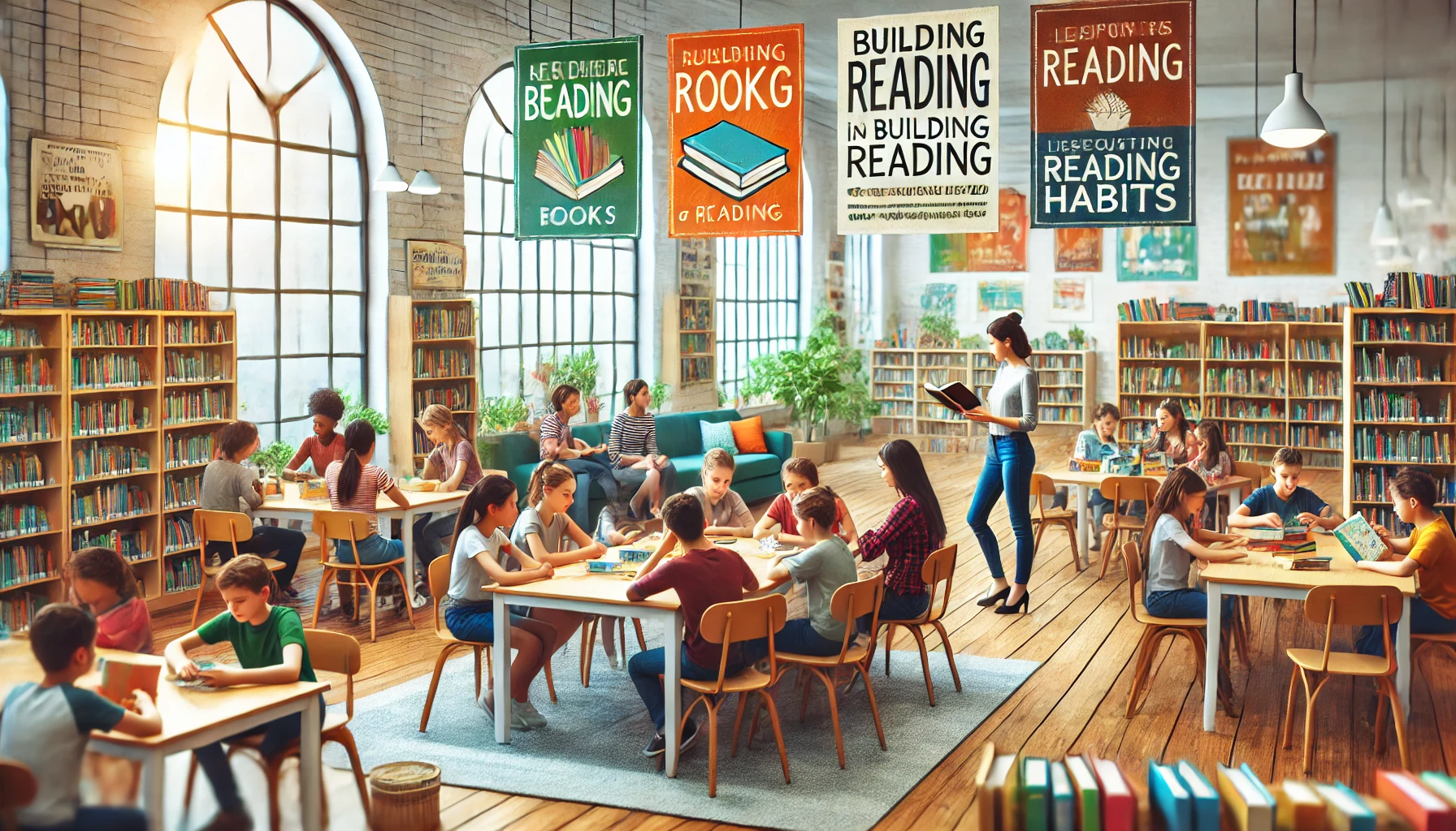 Çocuklara ve gençlere okuma alışkanlığı kazandırmanın etkili yollarını keşfedin. Kitaplarla dolu bir dünyaya adım atmayı kolaylaştıran, ilham verici bir görselle bu süreçte onlara rehberlik edin.