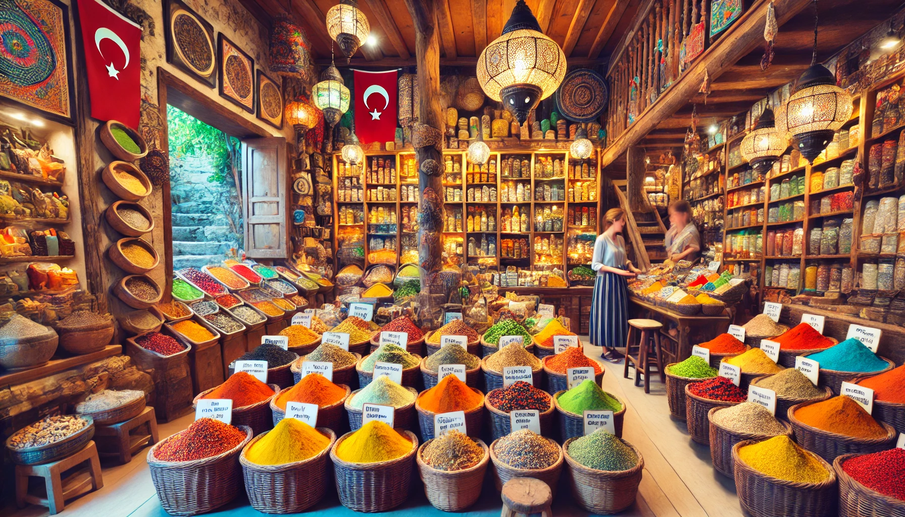 Alanya’da ünlü otantik baharatlar ve doğal lezzetler sunan yerel dükkanlar.