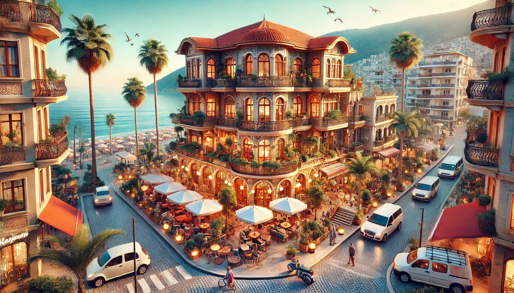 "Sahil kenarında butik mağazalar ve hediyelik eşya dükkanlarıyla Alanya’nın turistik alışveriş caddeleri,."