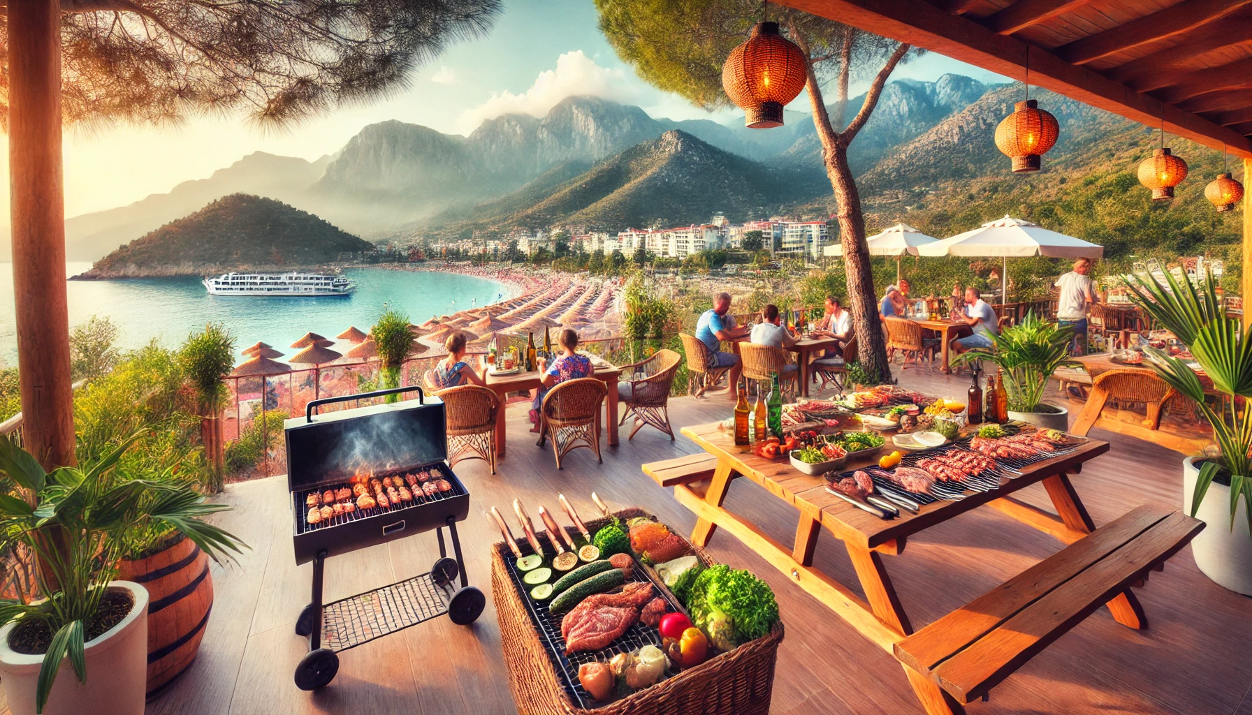 "Alanya’da barbekü ve mangal keyfi için ideal bir mekanın lezzetli sunumları."