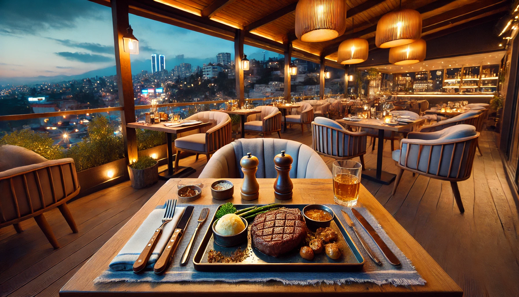 Alanya’da özel kesim etler ve şık sunumlarla tanınan steakhouse restoranı."