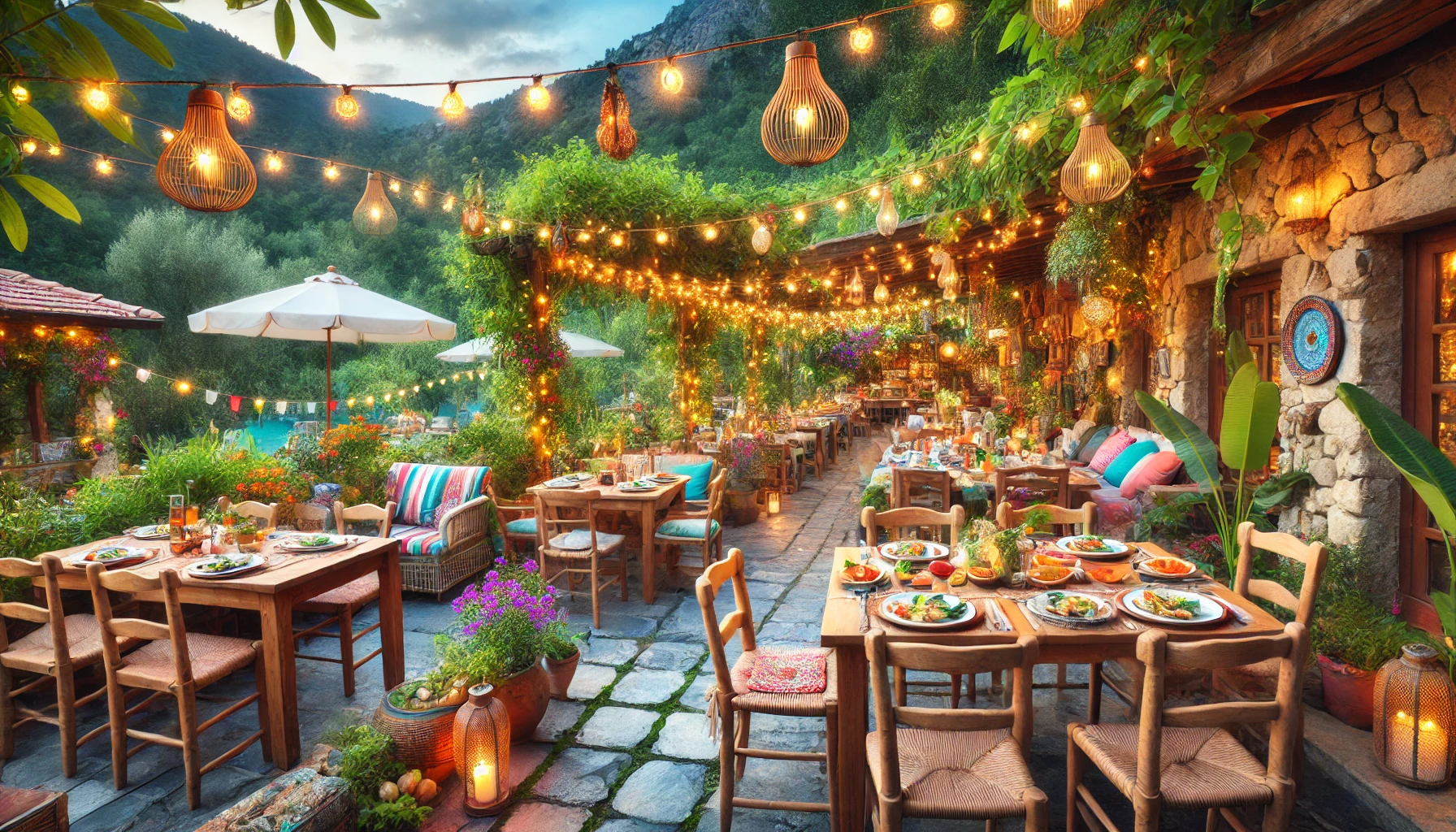 Alanya’da açık hava restoranları içersinden deniz manzaralı hoş bir mekan.