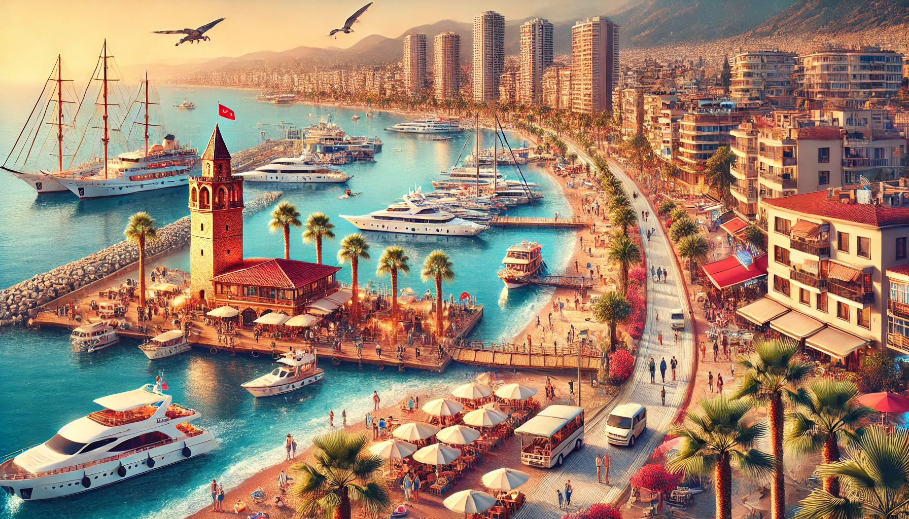 Alanya’da yerli ve yabancı turistler için plajlar, restoranlar ve gezilecek yerler rehberi."