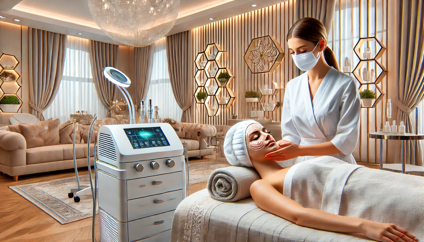 "Alanya’da modern bir güzellik kliniğinde gelişmiş Popüler Cilt bakım tedavisi uygulanıyor."