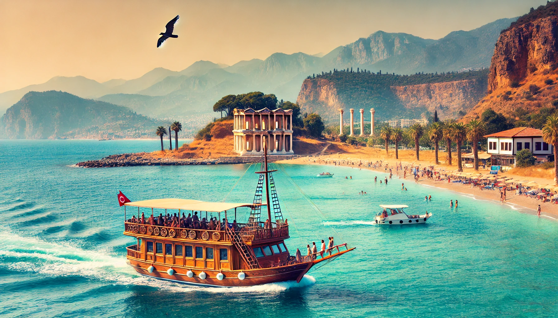 "Alanya’dan Side ve Manavgat’a keyifli bir tekne turu yaparak denizin ve doğanın tadını çıkarın."