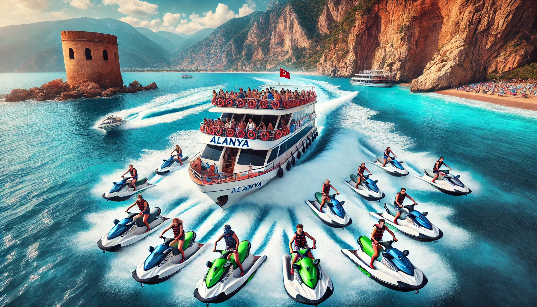 "Alanya’da adrenalin ve huzuru birleştiren jet ski ve tekne turu alternatifleriyle denizin tadını çıkarın.