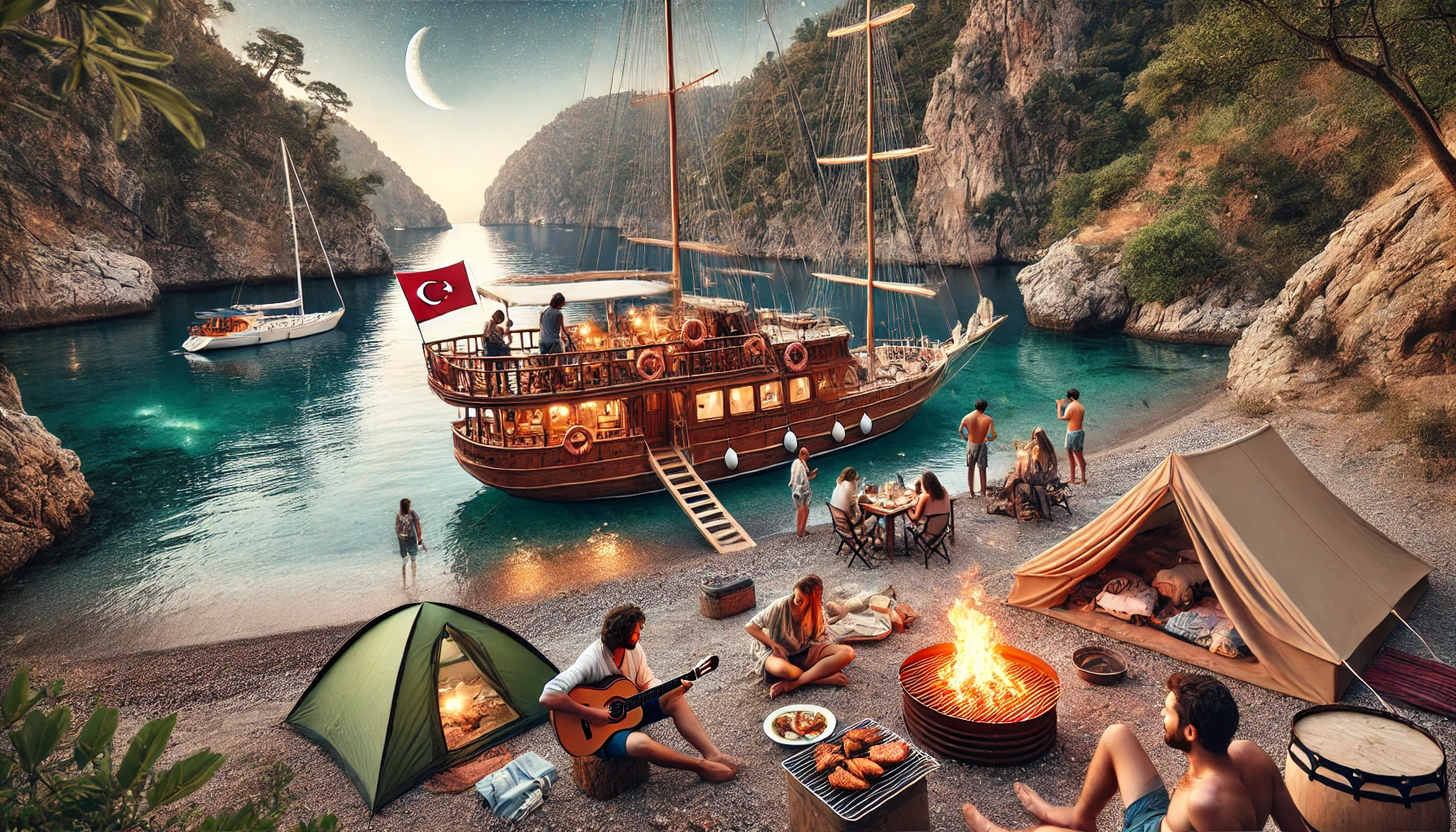 Alanya’da tekne turları ile doğayla iç içe bir kamp deneyimi yaşayın."