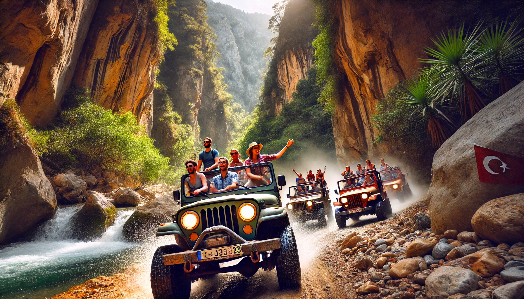 "Alanya’da Jeep Safari ile Sapadere Kanyonu’nu keşfedin ve doğanın tadını çıkarın."