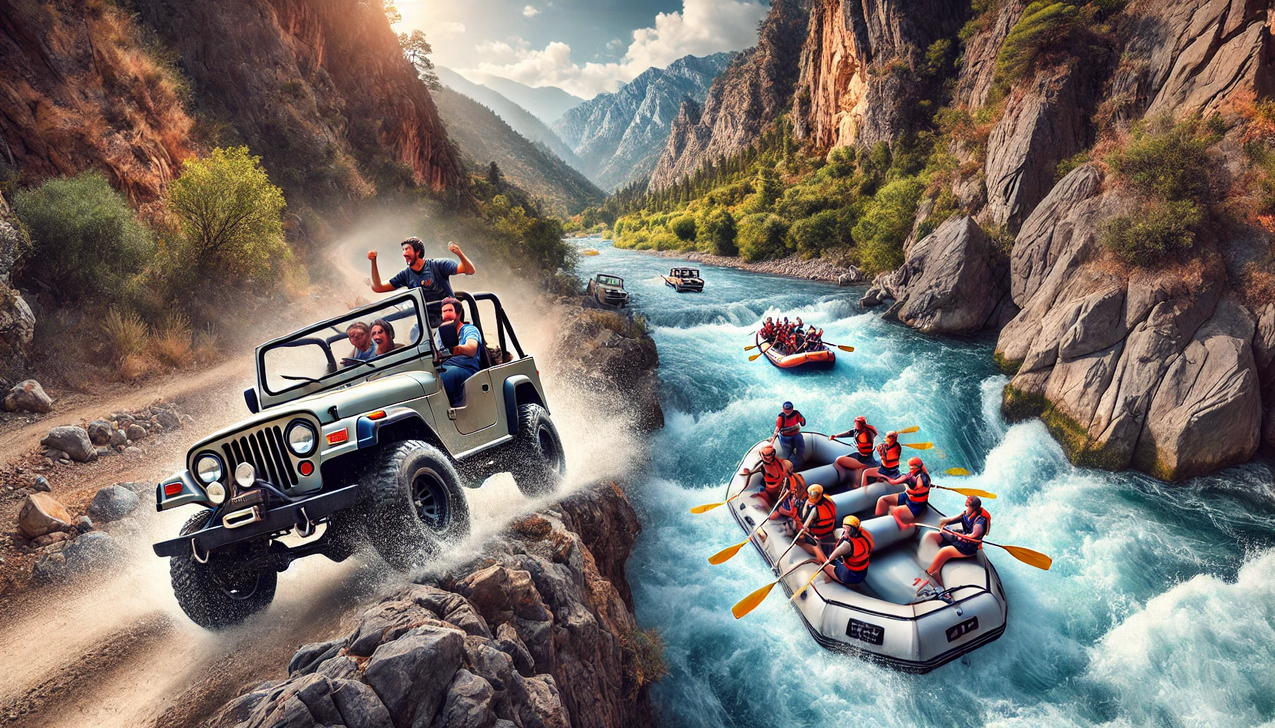 "Alanya’da Jeep safari ve rafting kombineli tur ile adrenalin dolu bir gün yaşayın."