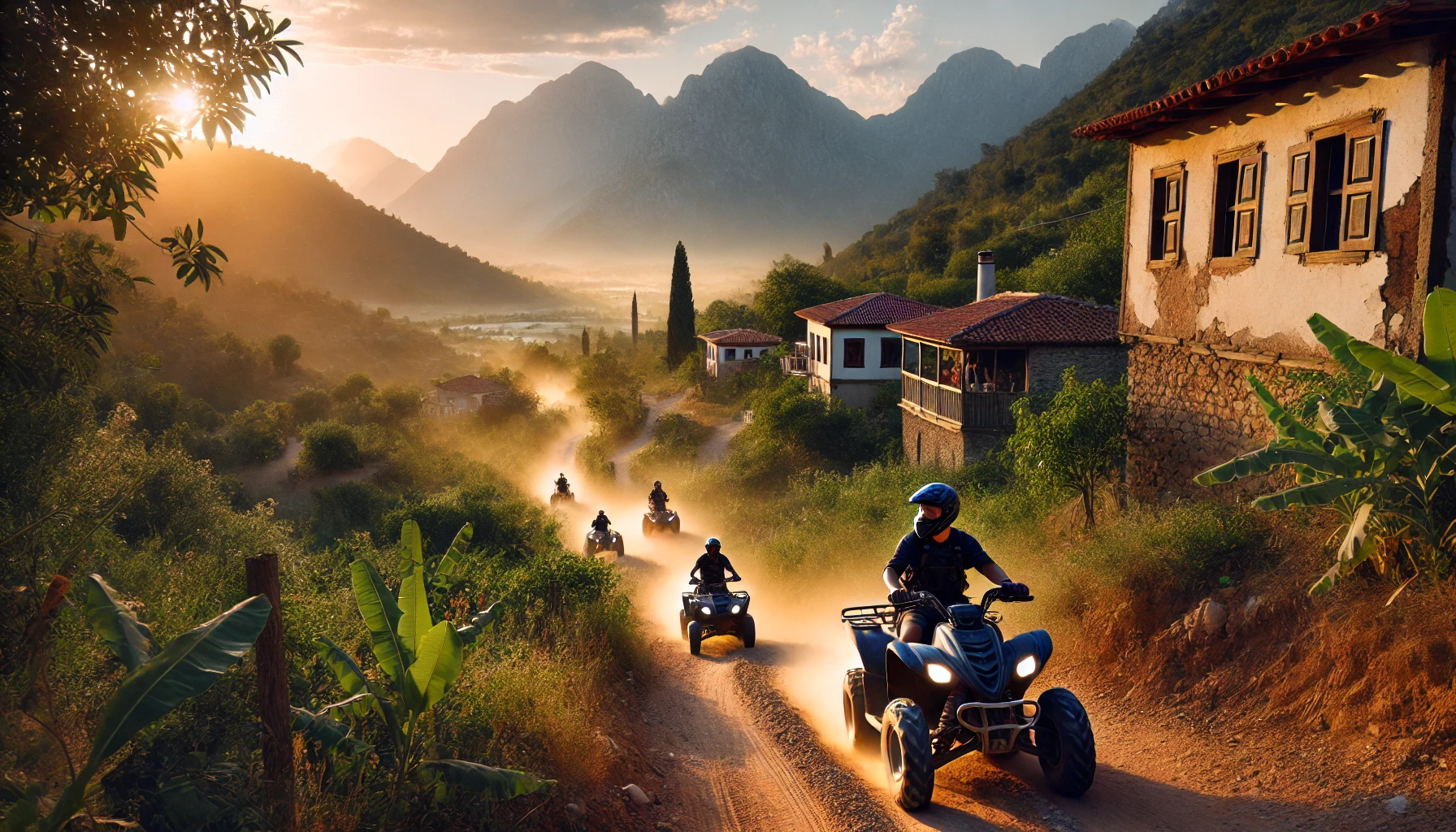 "Alanya’da ATV safari ile köy yollarında maceraya atılın ve doğanın tadını çıkarın."