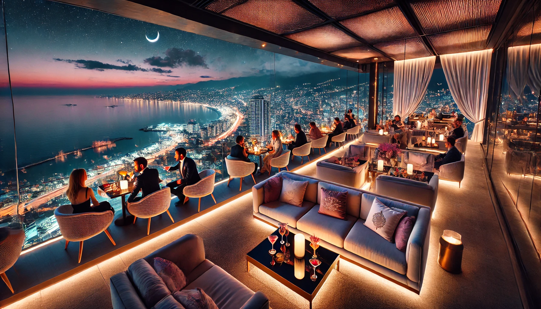 "Deniz, şehir ve kale manzarasına karşı Alanya’nın en popüler rooftop barlarında keyifli bir gece yaşayın."