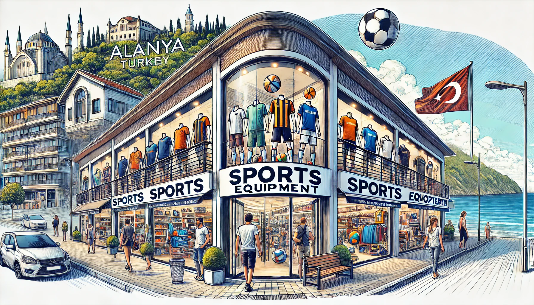 "Spor malzemeleri alışverişi için Alanya’daki popüler mağazalar ve işletmeler."
