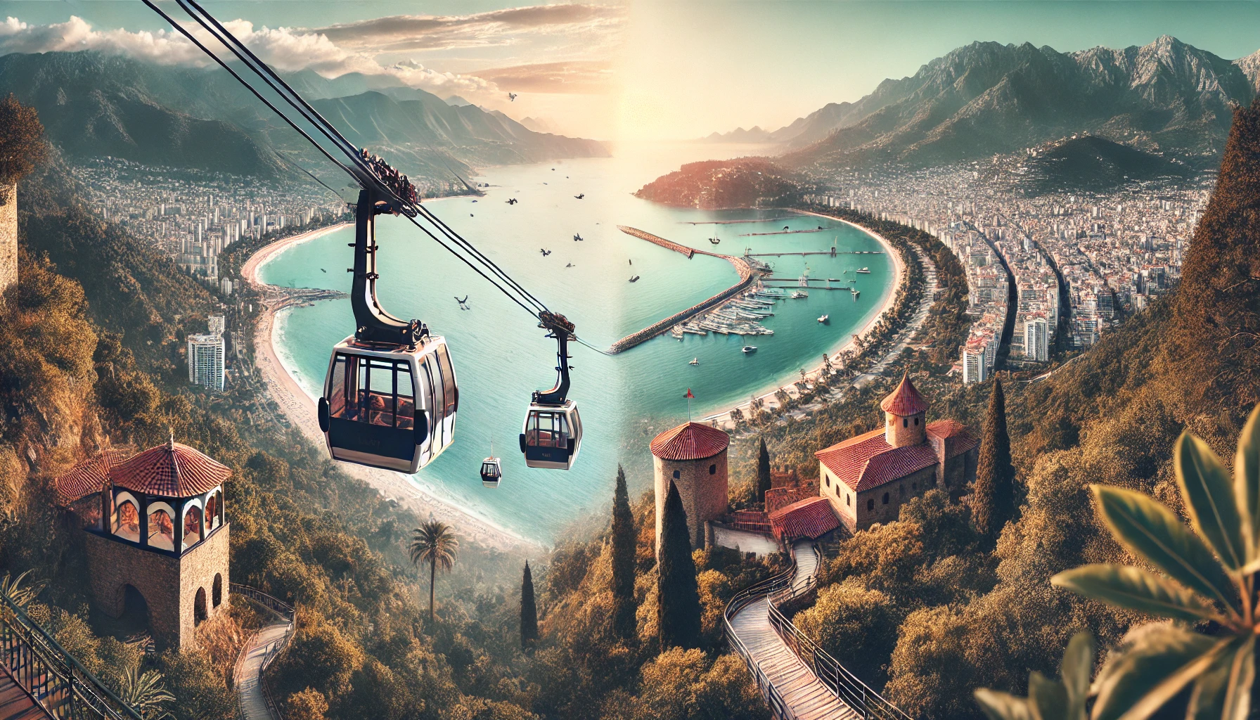 Alanya teleferik hattı, şehrin panoramik manzaralarını gökyüzünden keşfetme fırsatı sunuyor.