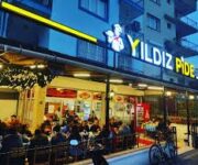 Yıldız Pide Salonu Alanya’da taş fırında pişirilmiş kıymalı pide ve ayran sunumu