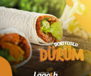 LAGASH Etsiz Çiğköfte Alanya şubesi önünde sunum yapılan geleneksel çiğköfte tabağı