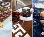 Öz Gümüş Pastanesi Alanya’da vitrine dizilmiş yaş pastalar, sütlü tatlılar ve günlük taze kurabiyeler