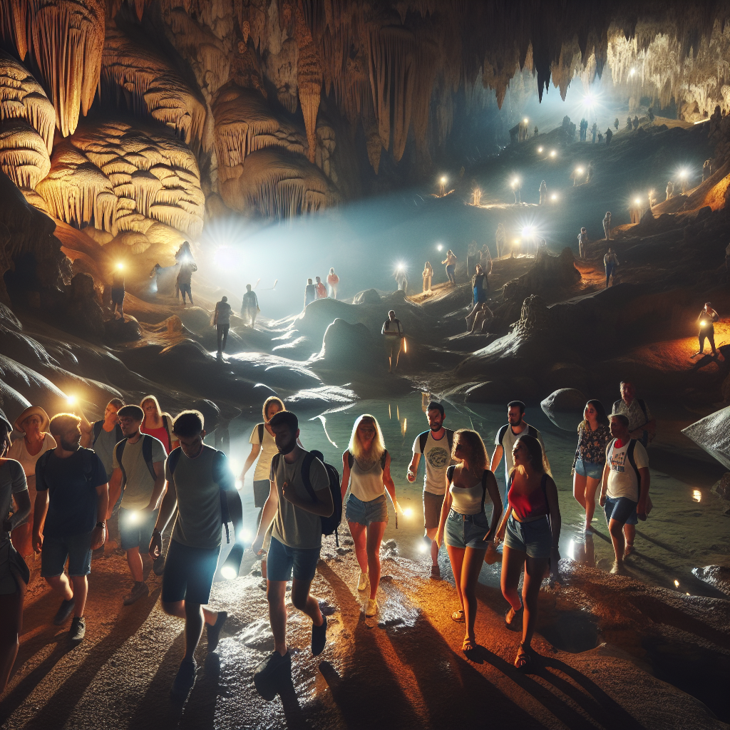 Alanya Altinbesik Mağarası turunda yerli ve yabancı turistler doğal güzellikleri keşfediyor.