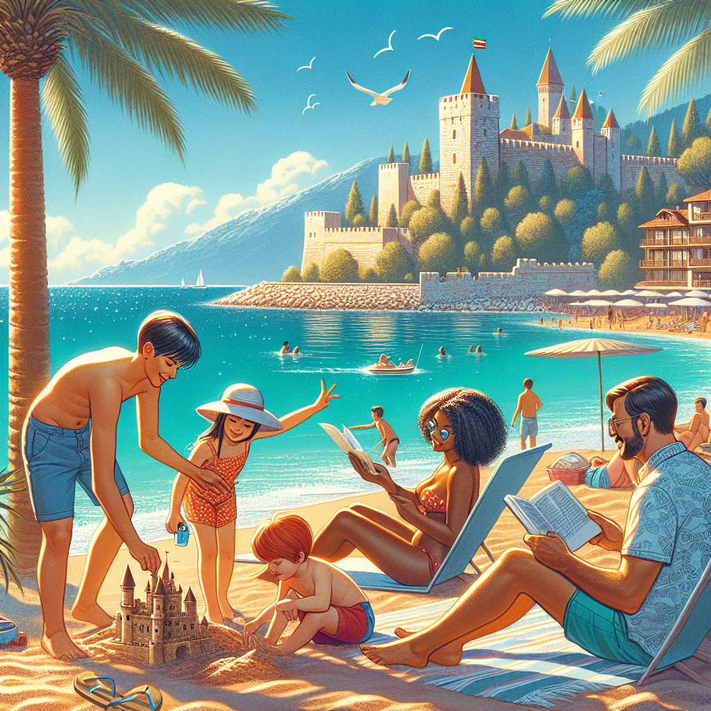 Alanya Antalya şehir turda güneşli günde tatil yapan aile