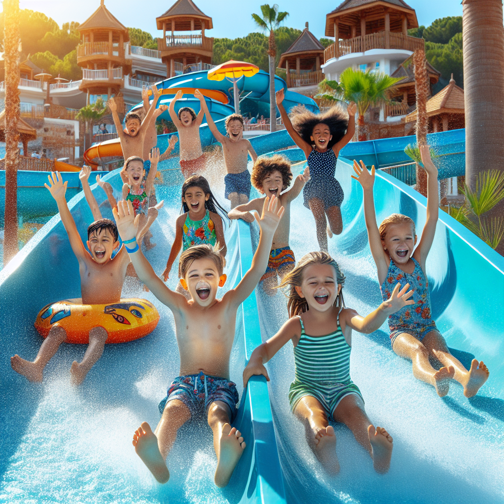 Alanya Aquapark Tur ile macera dolu çocukların kaydıraklarda kayma anı