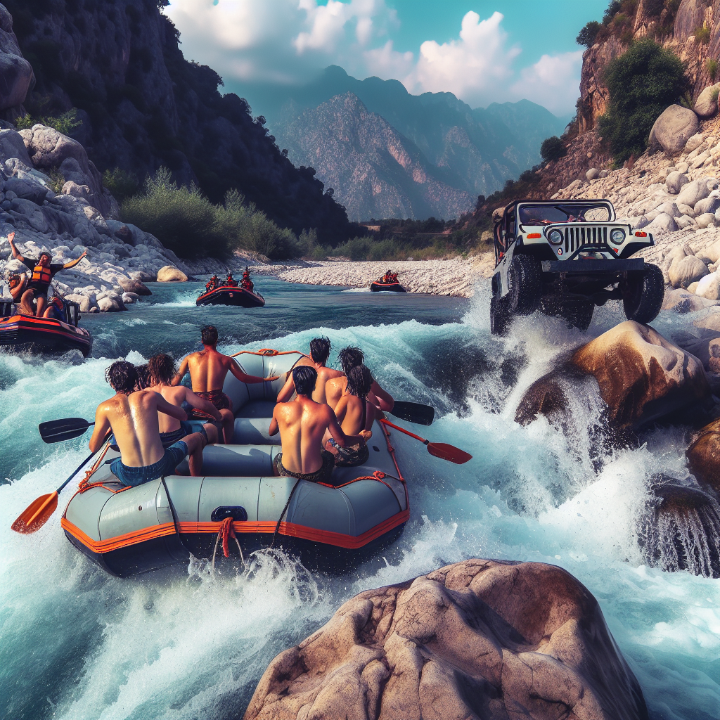 Alanya Rafting macerası sırasında kayadan suya düşen grup