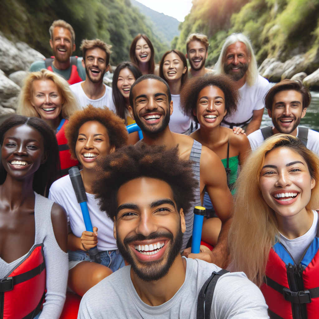 Alanya rafting turu macerasında mutlu grup