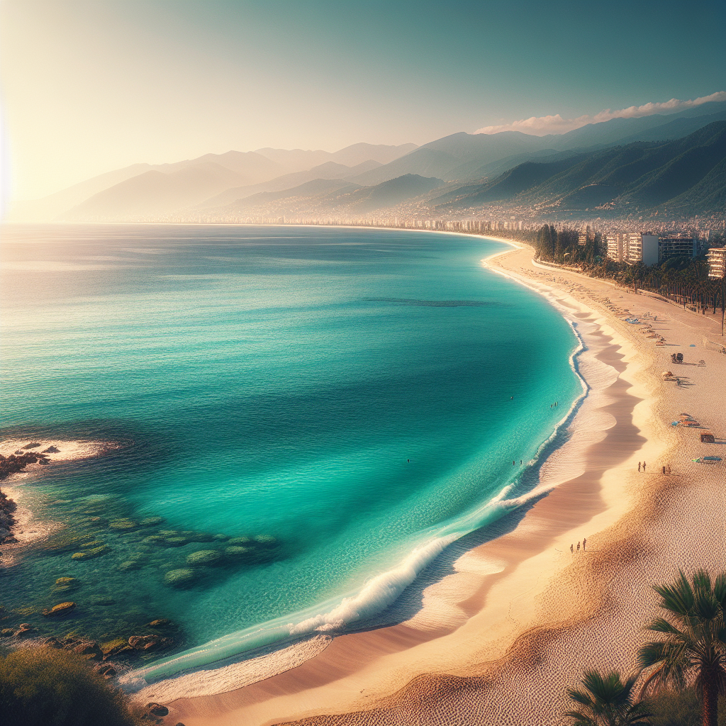 Alanya Turları ile Sunulan Göz Alıcı Plaj Manzarası Alanya Turları plaj manzarası, beyaz kum ve turkuaz deniz