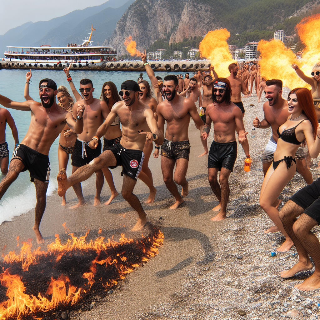 Alanya Anadolu Ateşi turu katılımcıları plajda eğleniyor