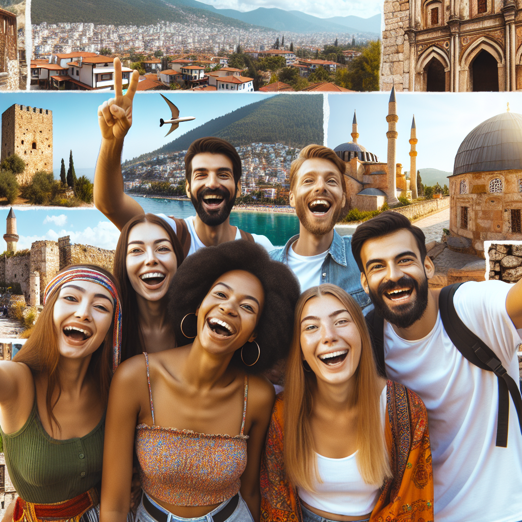 HABER-201 Alanya Mini Şehir Turu sırasında turistler tarihi mekanları geziyor.