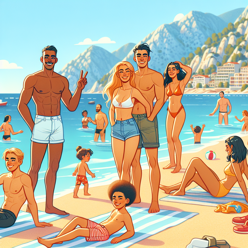 Alanya plajında tatil yapan aile