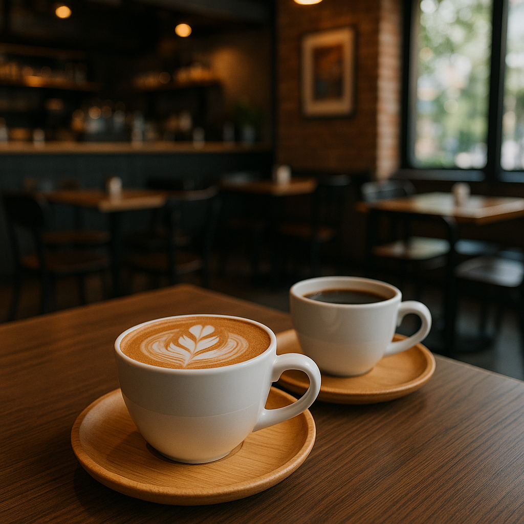 Alanya Cafe Life’ta flat white, cappuccino ve cold brew çeşitlerinin modern sunumları masada sergileniyor.