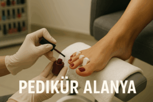 Spa atmosferinde profesyonel pedikür bakımı sırasında ayaklara uygulanan peeling ve oje