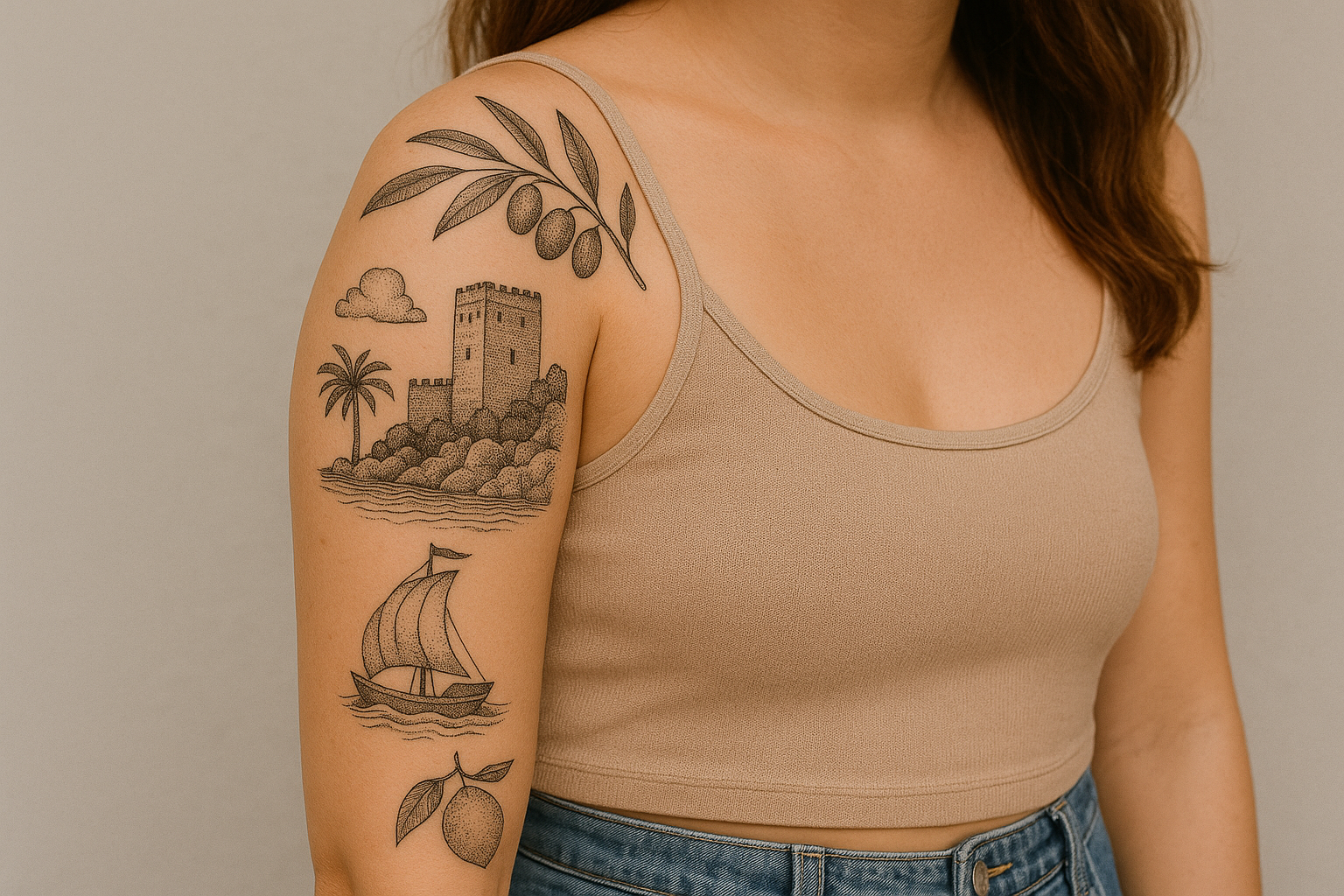 Akdeniz sahilinde yer alan Alanya’da modern dövme stüdyosunda renkli tattoo çalışması yapan profesyonel sanatçı