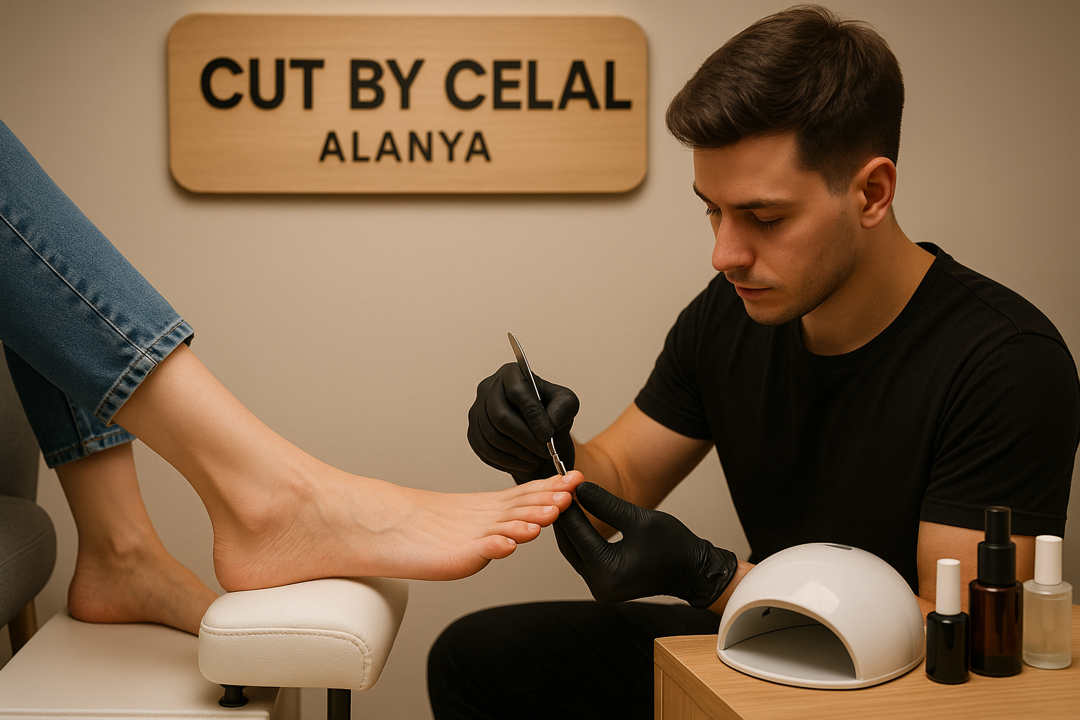 Cut By Celal salonunda hijyenik ortamda gerçekleştirilen profesyonel pedikür işlemi
