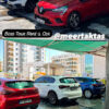 BOSS Rent A Car ofisinde park edilmiş çeşitli kiralık araçlar, ön planda sedan ve SUV modelleri
