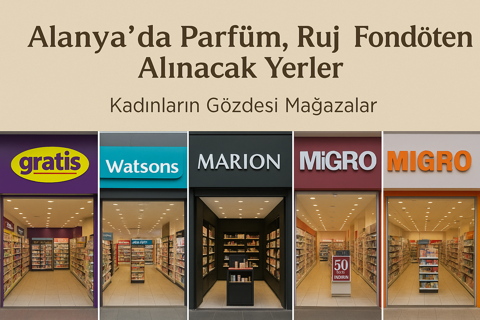 Alanya’da fiyat-performans açısından öne çıkan 5 kozmetik mağazasının vitrini