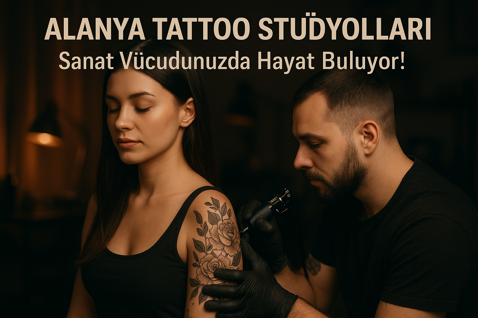 Alanya tattoo stüdyosunda modern ekipmanlarla gerçekleştirilen yaratıcı dövme çalışması
