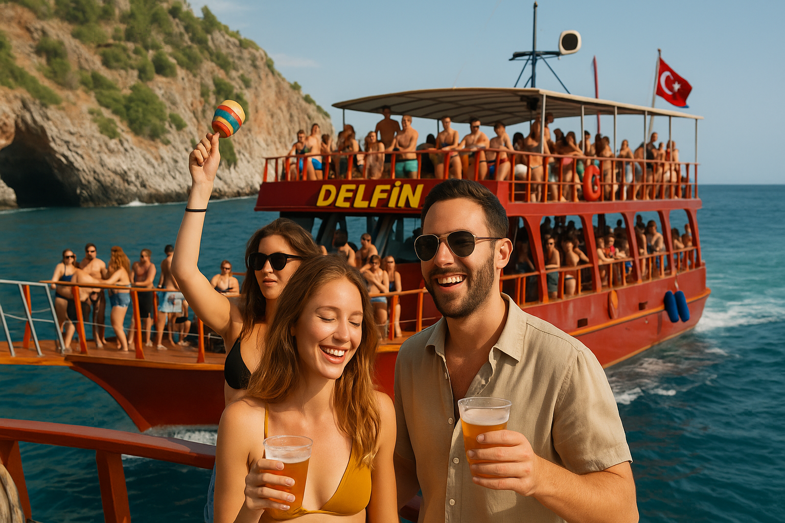 Alanya’da sınırsız içecek ve müzik eşliğinde Delfin Tekne Turu ile deniz keyfi yaşayın! Detaylı bilgi ve rezervasyon Best of Alanya’da sizi bekliyor.