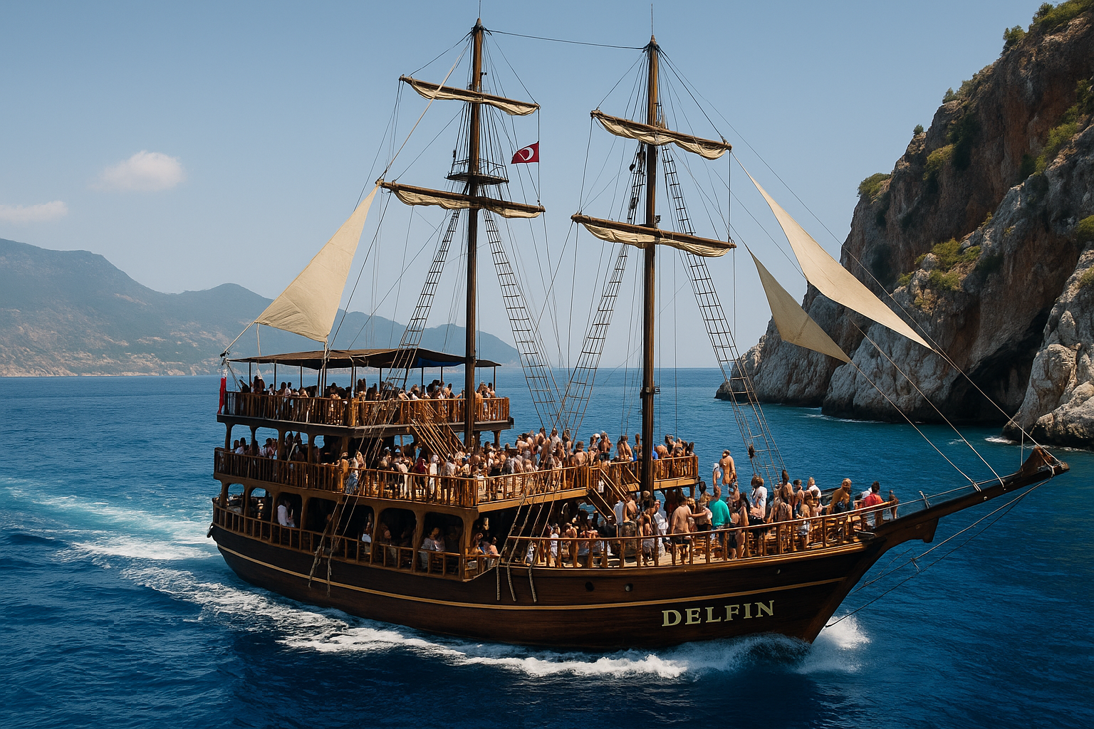 Delfin Alanya Tekne Turu ile denizde özgürlük, eğlence ve keşif dolu bir gün yaşayın! Hayalinizdeki mavi yolculuk Best of Alanya’da sizi bekliyor!