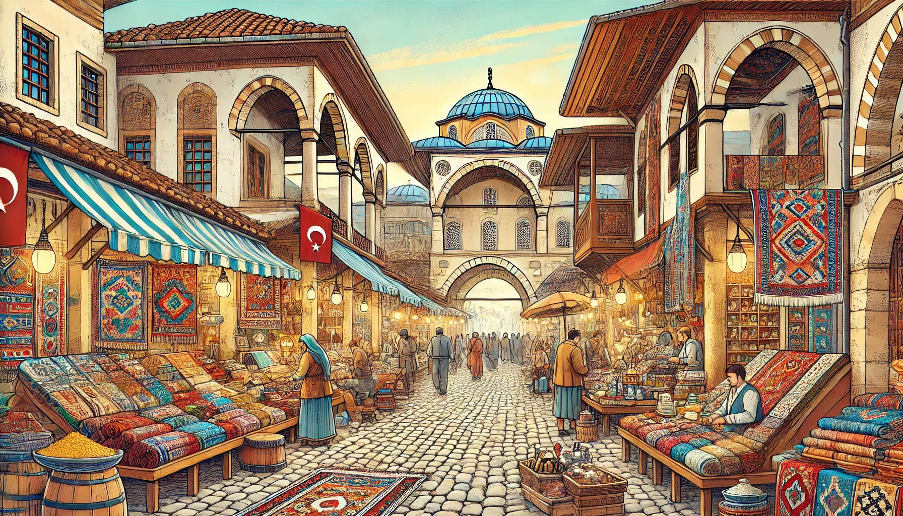 "Alanya’nın kapalı çarşısı, Osmanlı mimarisi ve yerel ürünlerle dolu tarihi bir alışveriş noktası."