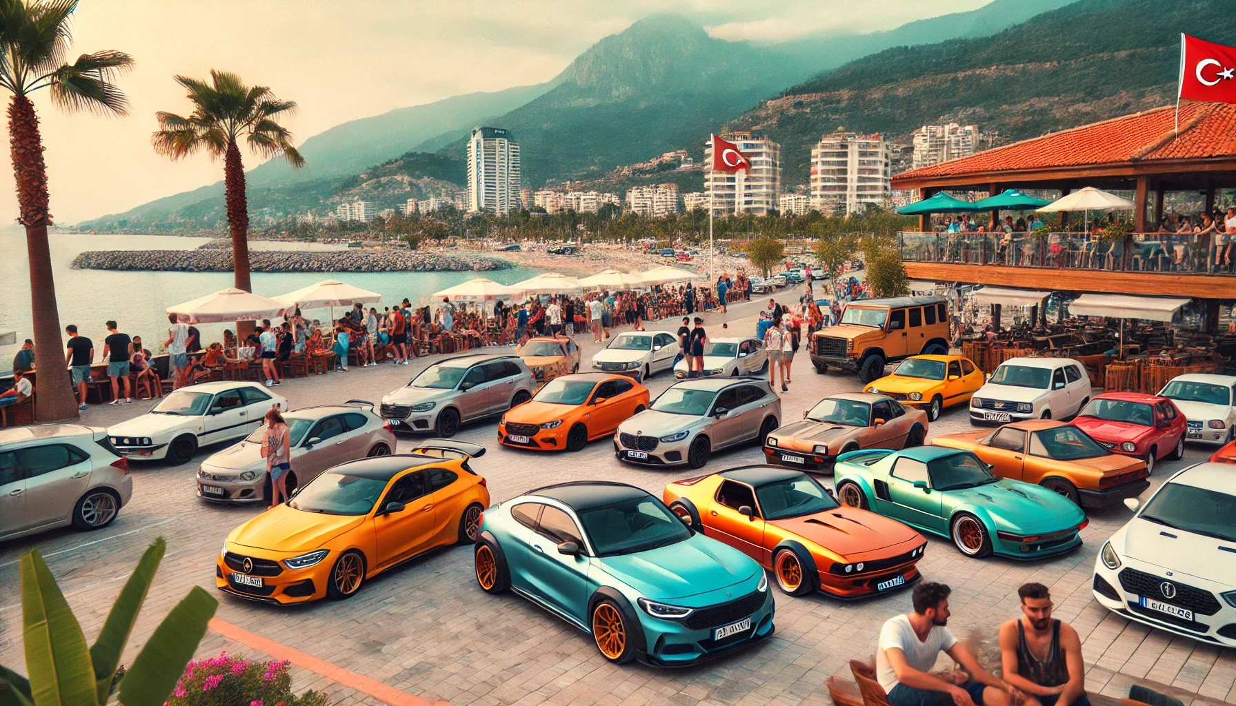 Alanya’da gençlerin tercih ettiği araç modern ve spor modelleri."