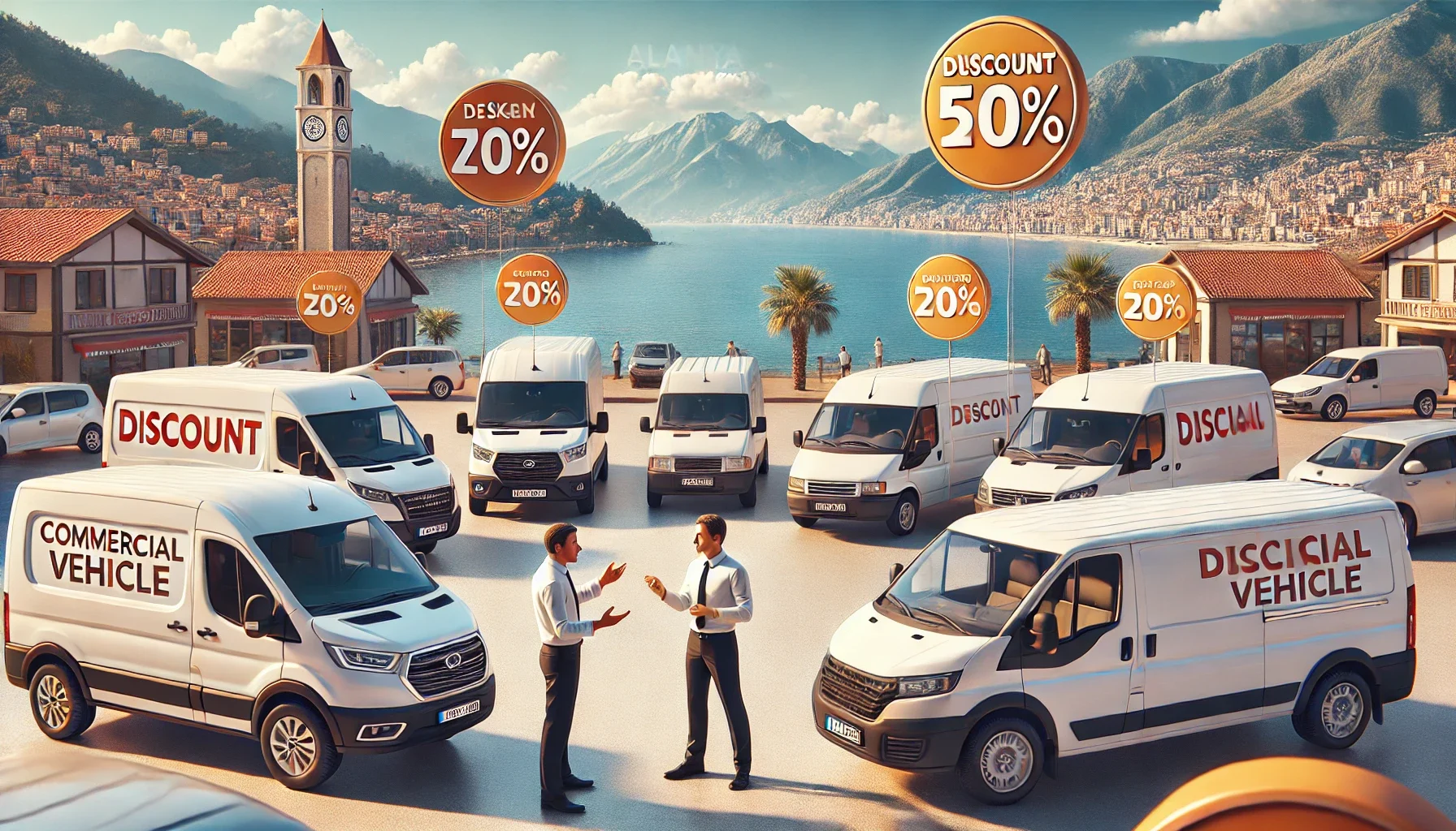 Alanya’da ticari araç sahiplerine özel indirim ve fırsatları gösteren bir kampanya afişi."