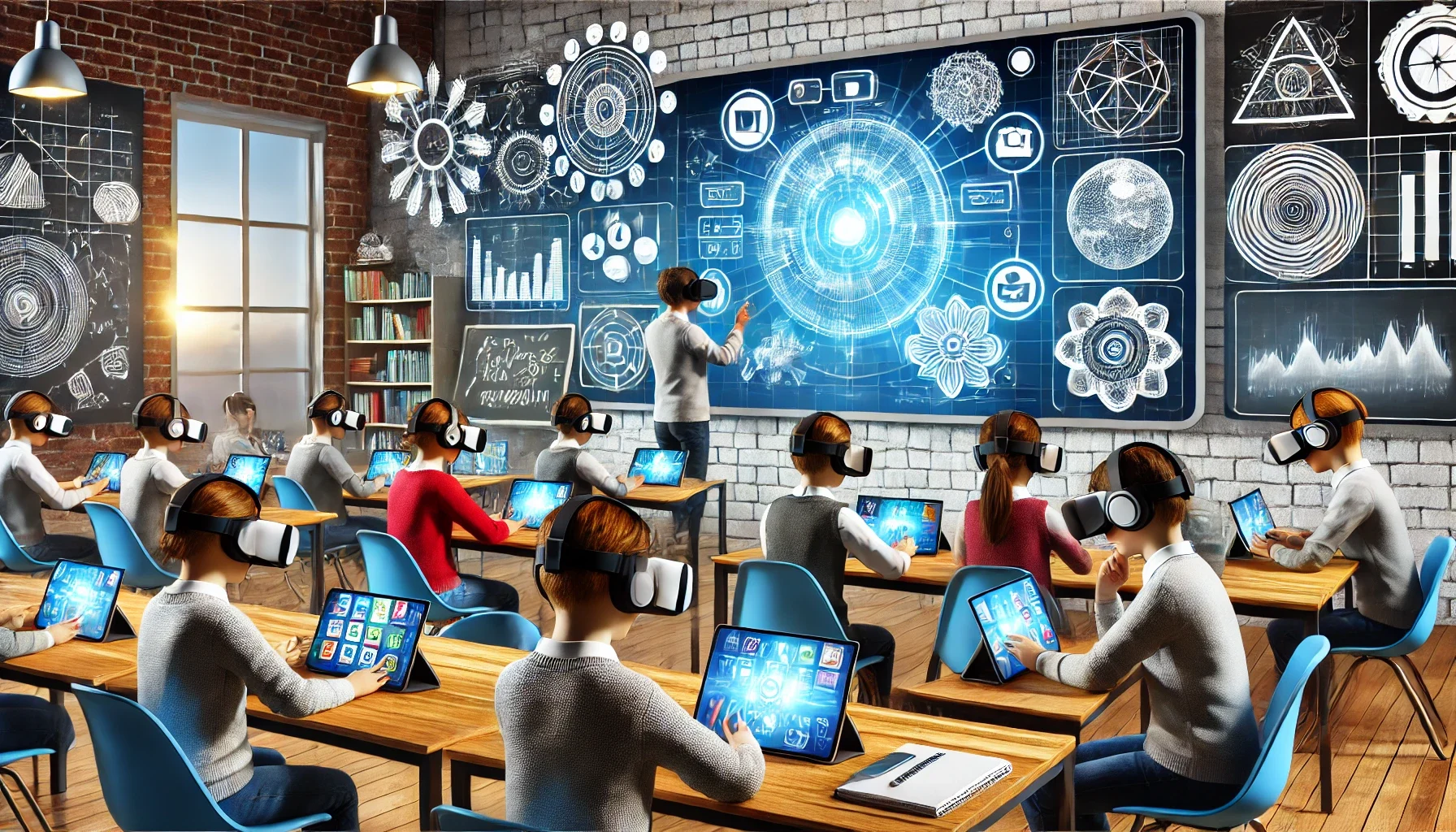 "Eğitimde multimedya araçlarıyla desteklenen bir ders etkinliği.