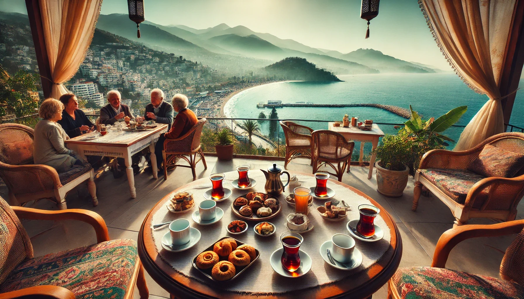 "Alanya’da çay ve kahve sunan, keyifli bir atmosfer sunan şık bir kafe."